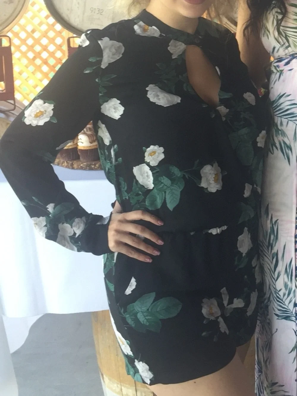 Olivaceous Black Floral Romper - Picture 8 of 8
